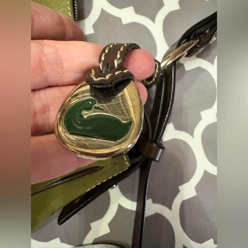 Dooney & Bourke 19745 Series Olive Green Suede and Brown Leather Hobo Purse - Picture 9 of 16